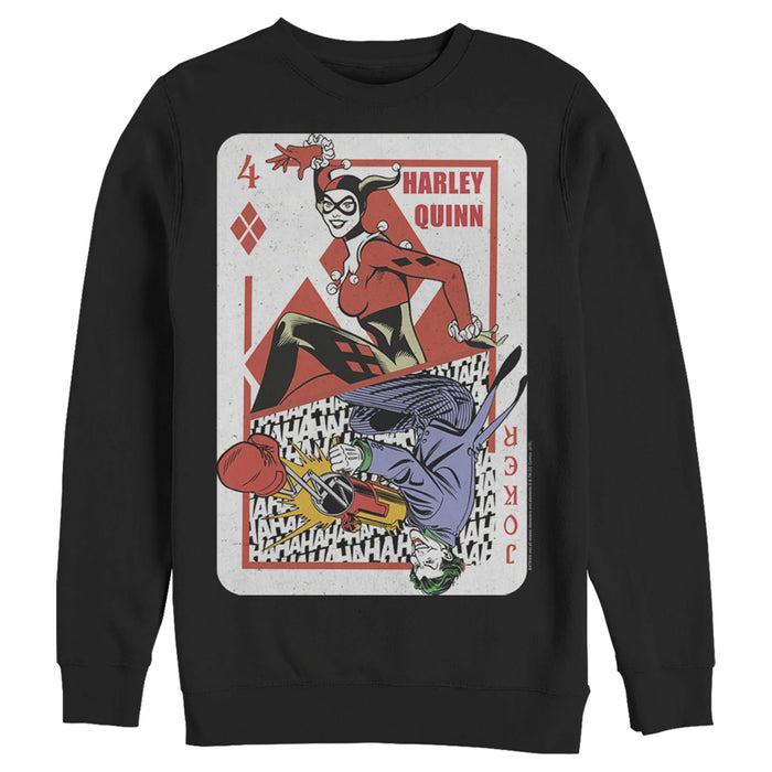 Fifth Sun Men's Batman Harley Quinn Joker Poker Card Sweatshirt