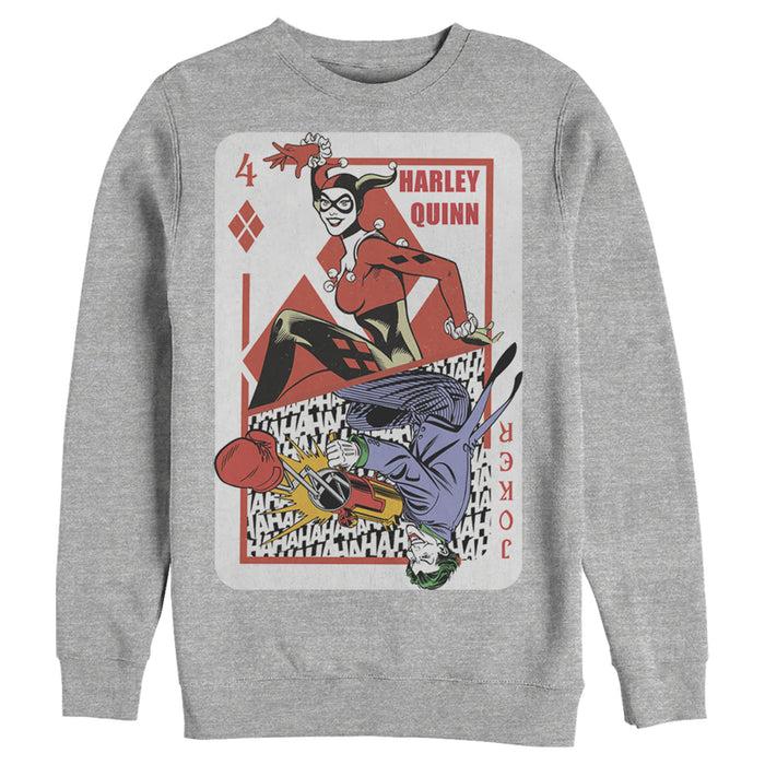 Fifth Sun Men's Batman Harley Quinn Joker Poker Card Sweatshirt
