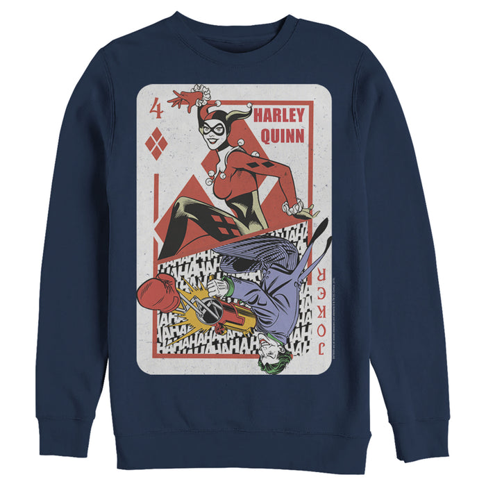 fifth sun Men's Batman Harley Quinn Joker Poker Card Sweatshirt