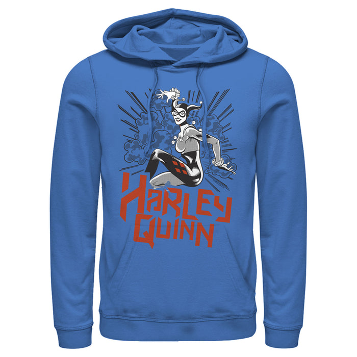 fifth sun Men's Batman Harley Quinn Retro Explosion Pull Over Hoodie