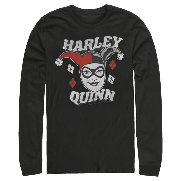 fifth sun Men's Batman Harley Quinn Smile Face Long Sleeve Shirt