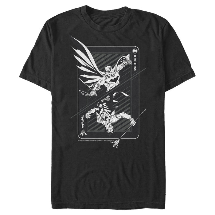 fifth sun Men's Batman Hero vs Villain Playing Card T-Shirt