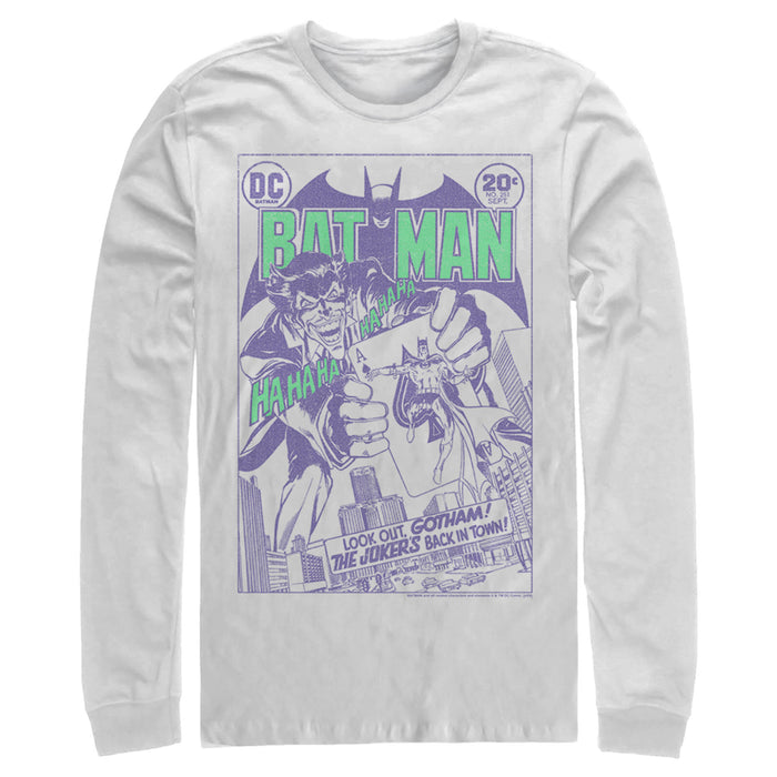 fifth sun Men's Batman Joker Back in Town Long Sleeve Shirt