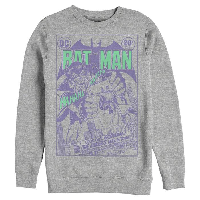 fifth sun Men's Batman Joker Back in Town Sweatshirt