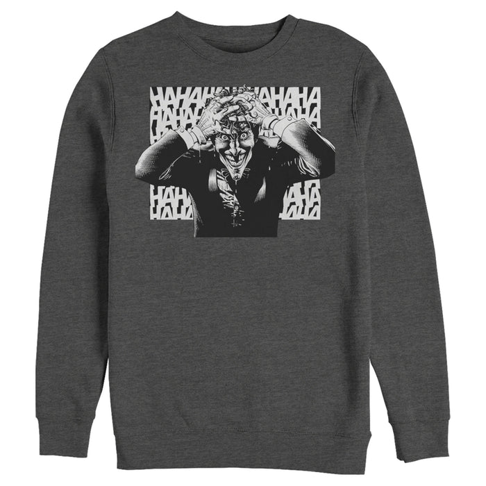 fifth sun Men's Batman Joker Hahaha Crazed Look Sweatshirt
