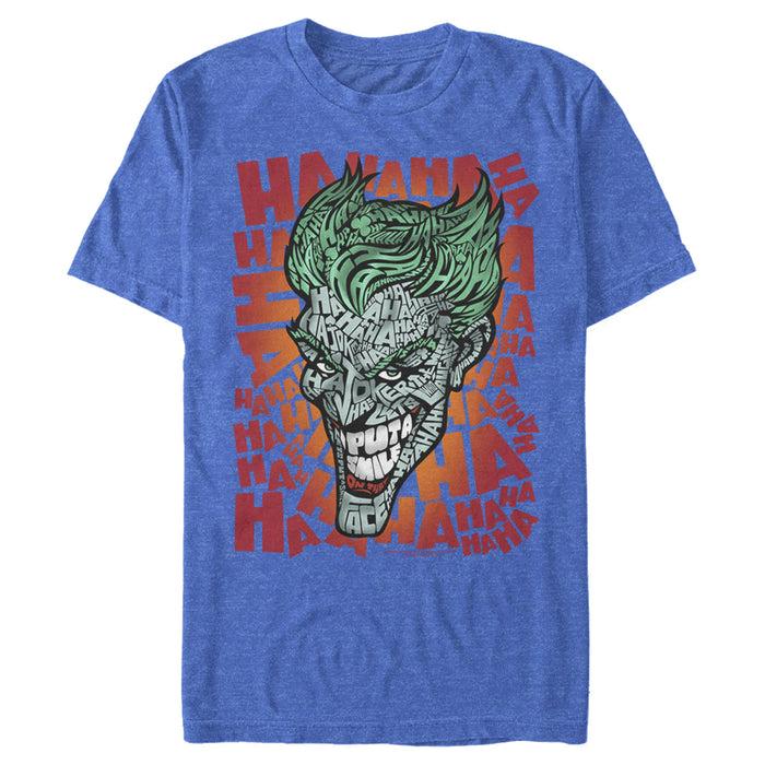 Fifth Sun Men's Batman Joker Laugh Background Text T-Shirt