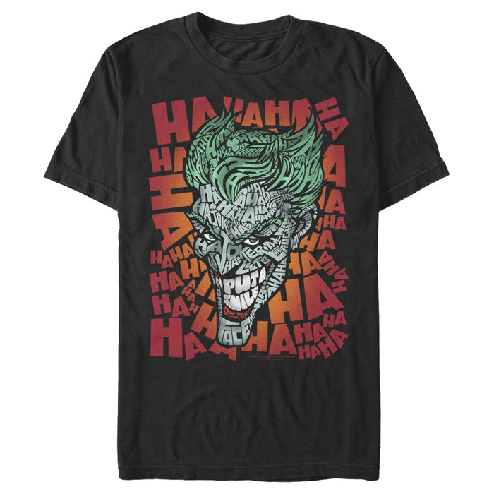 fifth sun Men's Batman Joker Laugh Background Text T-Shirt