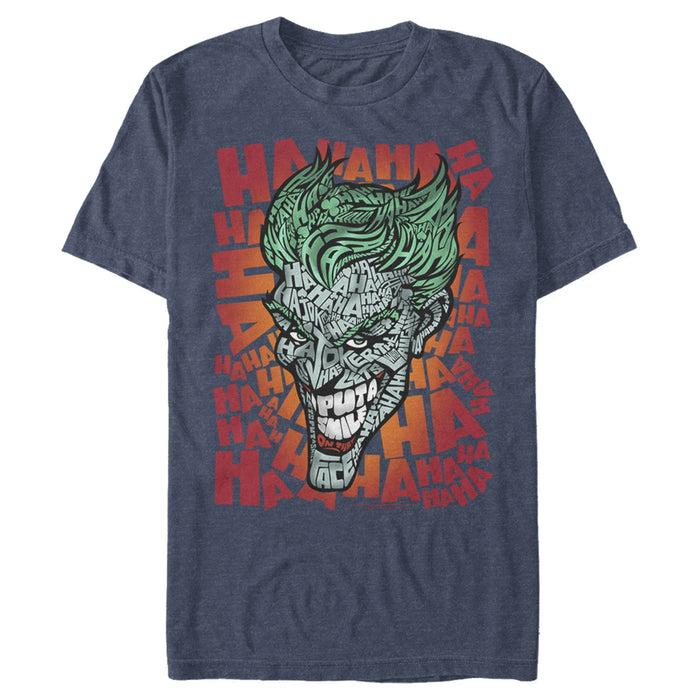 Fifth Sun Men's Batman Joker Laugh Background Text T-Shirt