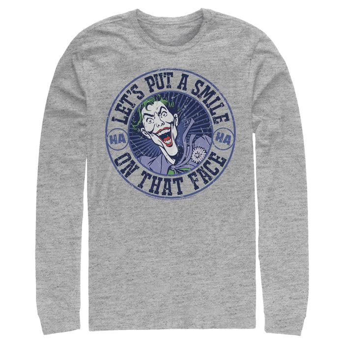 fifth sun Men's Batman Joker Let's Put a Smile On That Face Long Sleeve Shirt