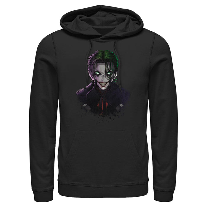 fifth sun Men's Batman Joker Smile Glowing Eyes Pull Over Hoodie