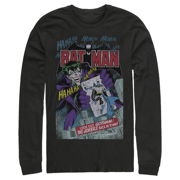 Fifth Sun Men's Batman Joker Vintage Card Long Sleeve Shirt
