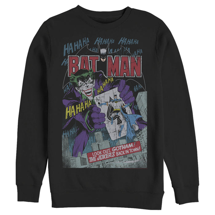 Fifth Sun Men's Batman Joker Vintage Card Sweatshirt