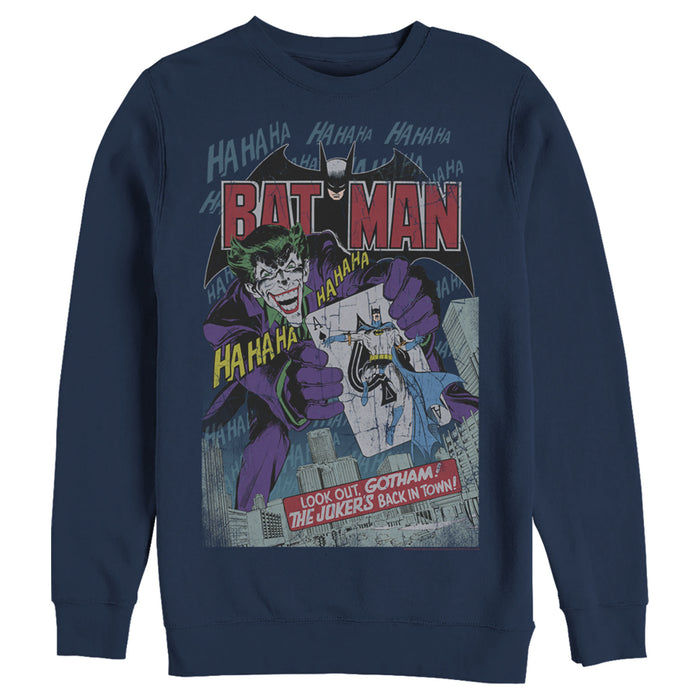 fifth sun Men's Batman Joker Vintage Card Sweatshirt
