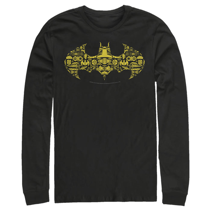 Fifth Sun Men's Batman Logo Icon Collage Long Sleeve Shirt