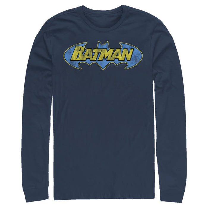 fifth sun Men's Batman Logo Retro Wing Long Sleeve Shirt