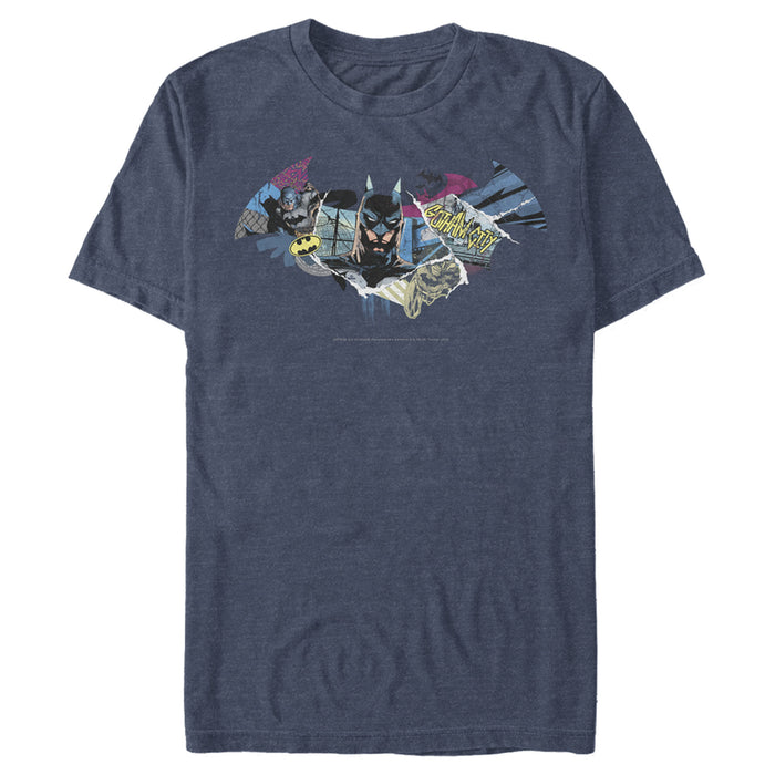 fifth sun Men's Batman Shield Logo Classic Hero Collage T-Shirt
