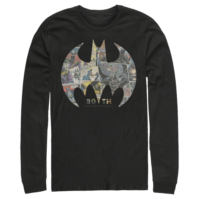 Fifth Sun Men's Batman Shield Logo Comic 80th Anniversary Long Sleeve Shirt