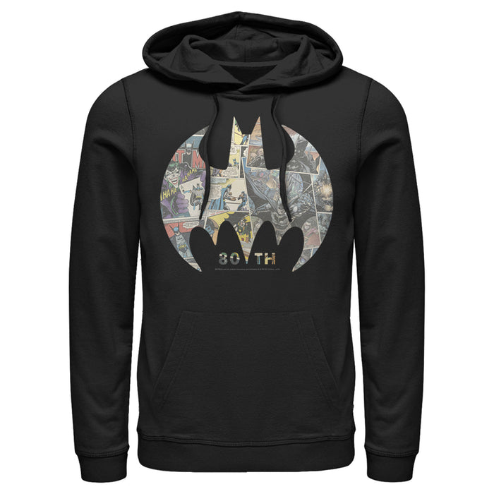 Fifth Sun Men's Batman Shield Logo Comic 80th Anniversary Pull Over Hoodie