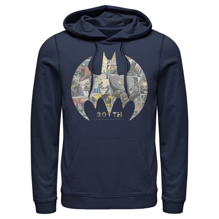 fifth sun Men's Batman Shield Logo Comic 80th Anniversary Pull Over Hoodie