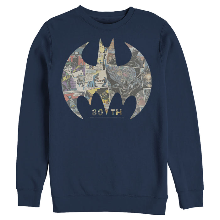fifth sun Men's Batman Shield Logo Comic 80th Anniversary Sweatshirt