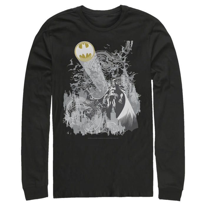 Fifth Sun Men's Batman Signal In The Sky Long Sleeve Shirt