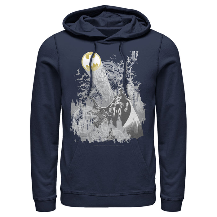 fifth sun Men's Batman Signal in the Sky Pull Over Hoodie