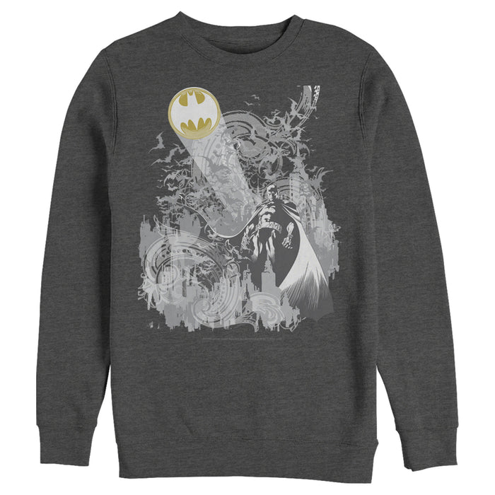 fifth sun Men's Batman Signal in the Sky Sweatshirt