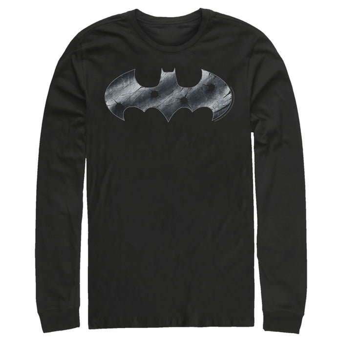 fifth sun Men's Batman Steel Scars Logo Long Sleeve Shirt