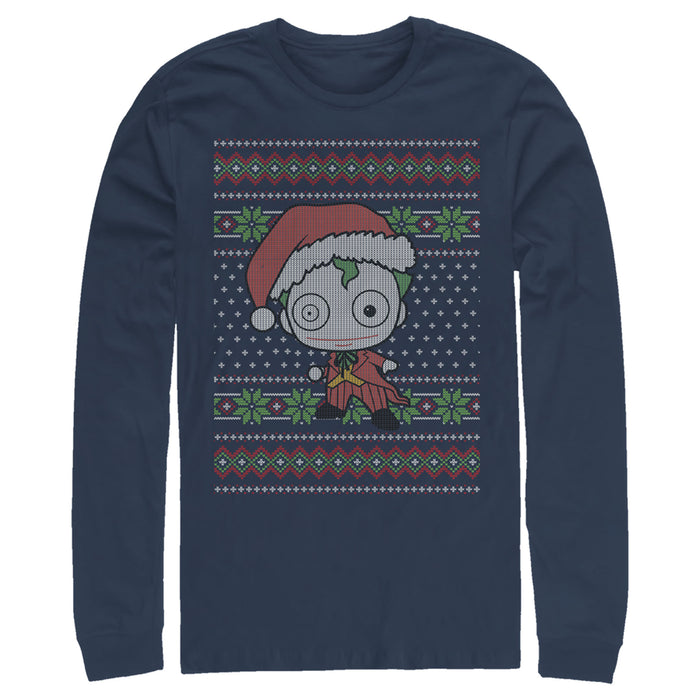 fifth sun Men's Batman Ugly Christmas Chibi Joker Long Sleeve Shirt