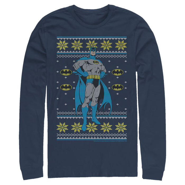 fifth sun Men's Batman Ugly Christmas Dark Knight Pose Long Sleeve Shirt