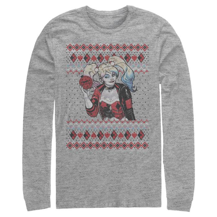 fifth sun Men's Batman Ugly Christmas Harley Quinn Long Sleeve Shirt