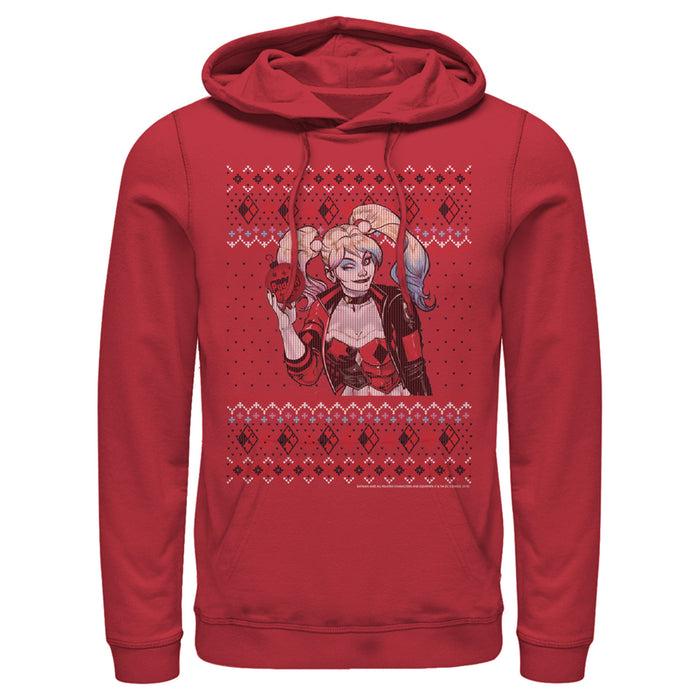 Fifth Sun Men's Batman Ugly Christmas Harley Quinn Pull Over Hoodie