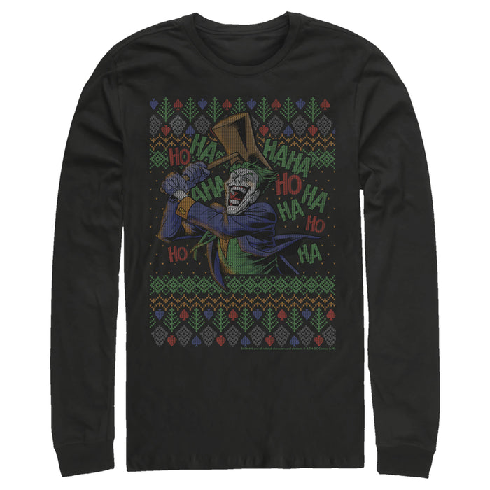 Fifth Sun Men's Batman Ugly Christmas Joker Hammer Long Sleeve Shirt