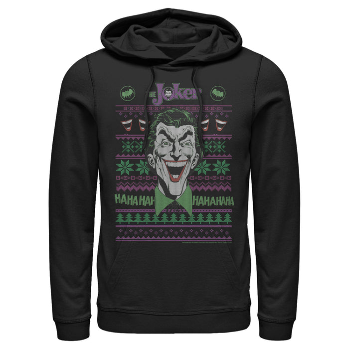 Fifth Sun Men's Batman Ugly Christmas Joker Laugh Pull Over Hoodie