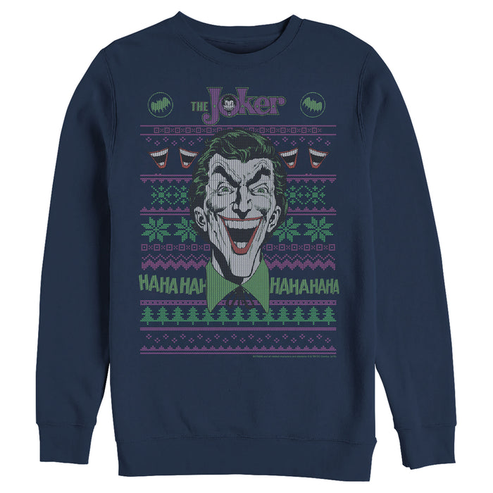 fifth sun Men's Batman Ugly Christmas Joker Laugh Sweatshirt