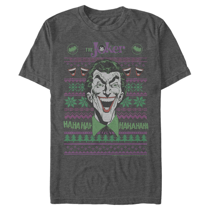 Fifth Sun Men's Batman Ugly Christmas Joker Laugh T-Shirt