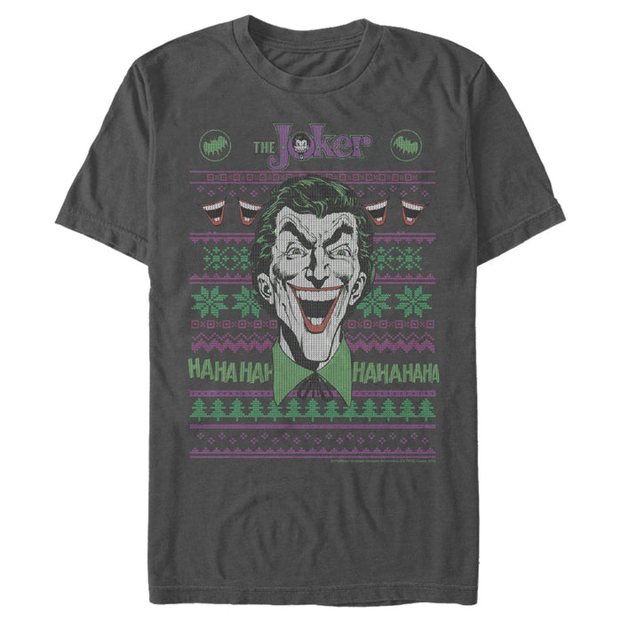 Fifth Sun Men's Batman Ugly Christmas Joker Laugh T-Shirt