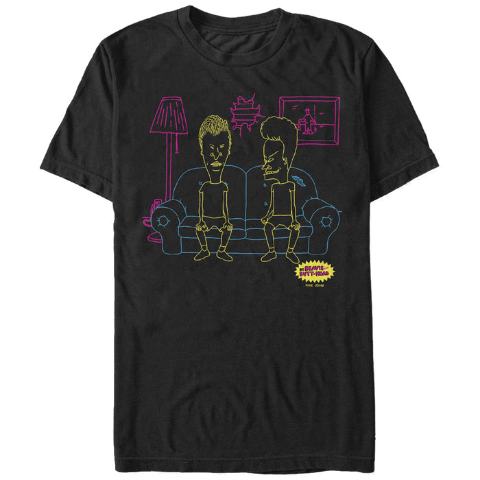 fifth sun Men's Beavis and Butt-Head Couch Outline T-Shirt