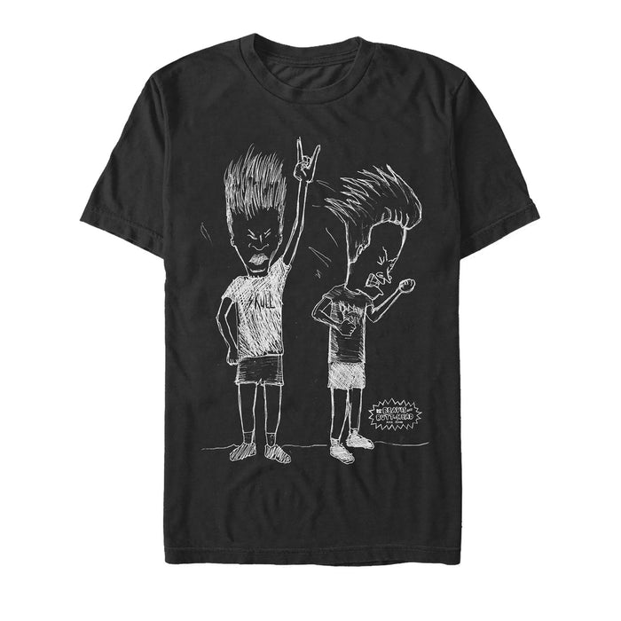 fifth sun Men's Beavis and Butt-Head Rock Forever Sketch T-Shirt