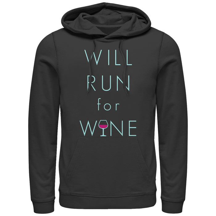 fifth sun Men's CHIN UP Will Run For Wine Glass Pull Over Hoodie