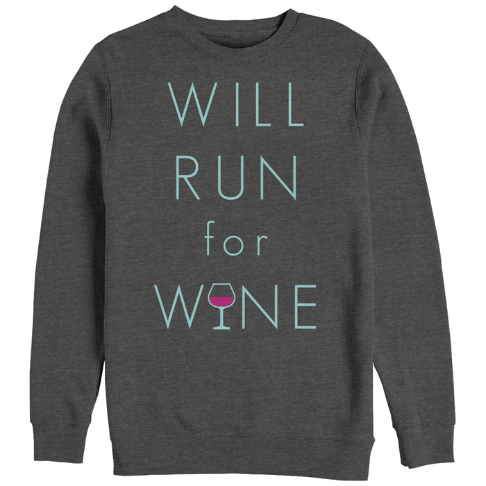 fifth sun Men's CHIN UP Will Run For Wine Glass Sweatshirt