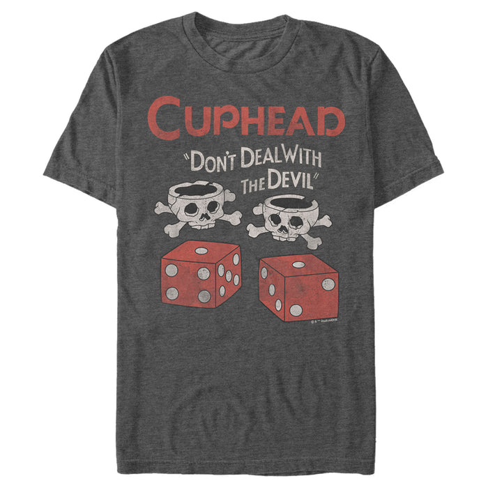 fifth sun Men's Cuphead Don't Deal With the Devil Skull Cups T-Shirt
