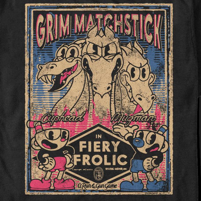 Fifth Sun Men's Cuphead Grim Matchstick In Fiery Frolic Poster T-Shirt