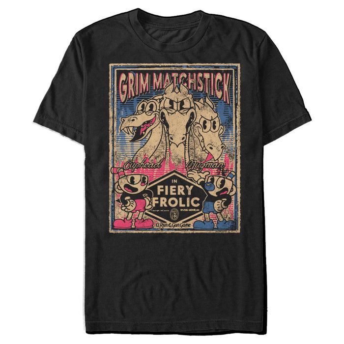 fifth sun Men's Cuphead Grim Matchstick in Fiery Frolic Poster T-Shirt