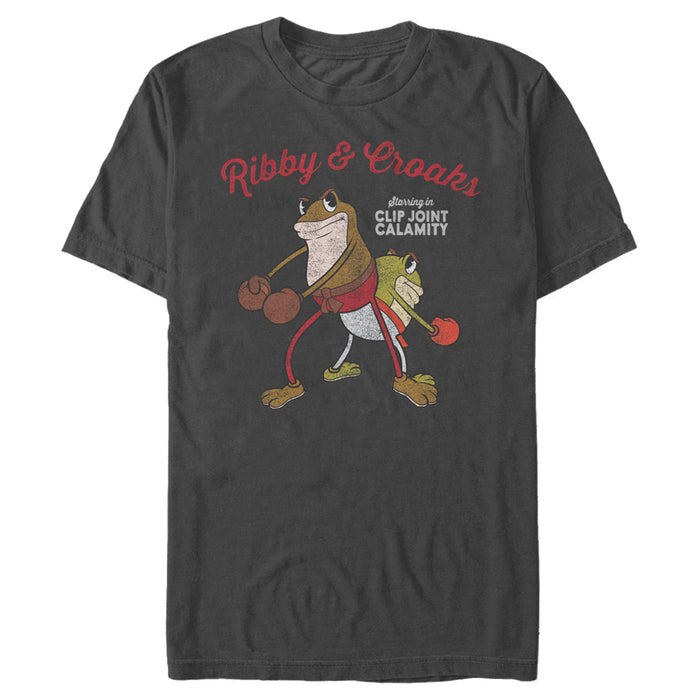 fifth sun Men's Cuphead Ribby and Croaks Distressed T-Shirt