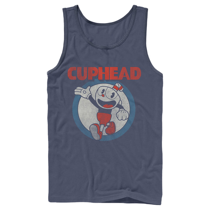 fifth sun Men's Cuphead Smile and Wave Distressed Tank Top