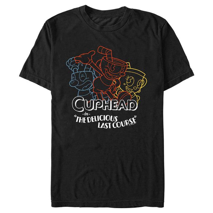 fifth sun Men's Cuphead The Delicious Last Course Three Cups T-Shirt