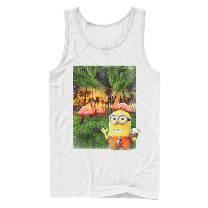 fifth sun Men's Despicable Me Minion Flamingo Vacation Tank Top