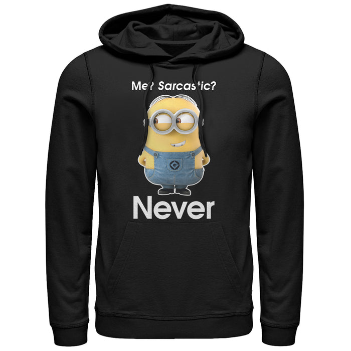 fifth sun Men's Despicable Me Minion Never Sarcastic Pull Over Hoodie