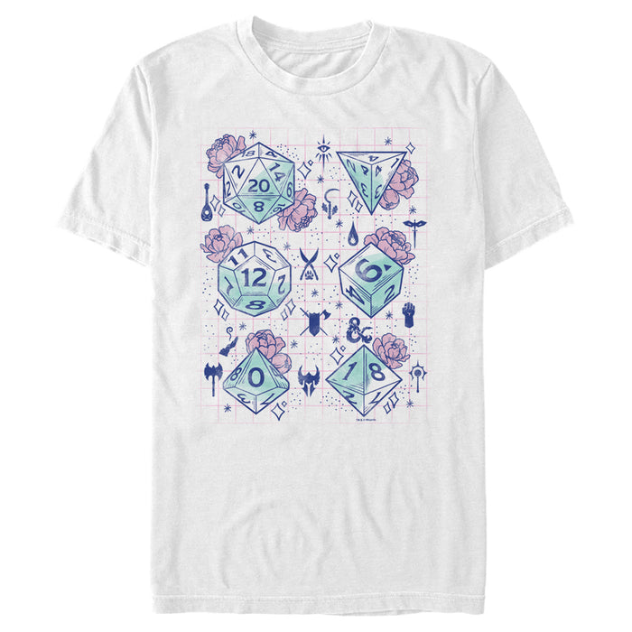 fifth sun Men's Dungeons & Dragons Pastel Floral Dice T-Shirt